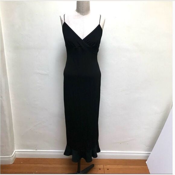 BLACK BODYCON MAXI DRESS SIZE MEDIUM
RHINESTONE STRAPS FITTED JERSEY CLASSIC - Picture 1 of 4